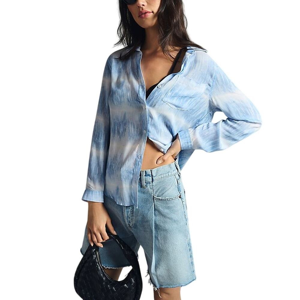 Anthropologie Lightweight Blue Motif Cloth And Stone Buttondown Shirt Size S NWT